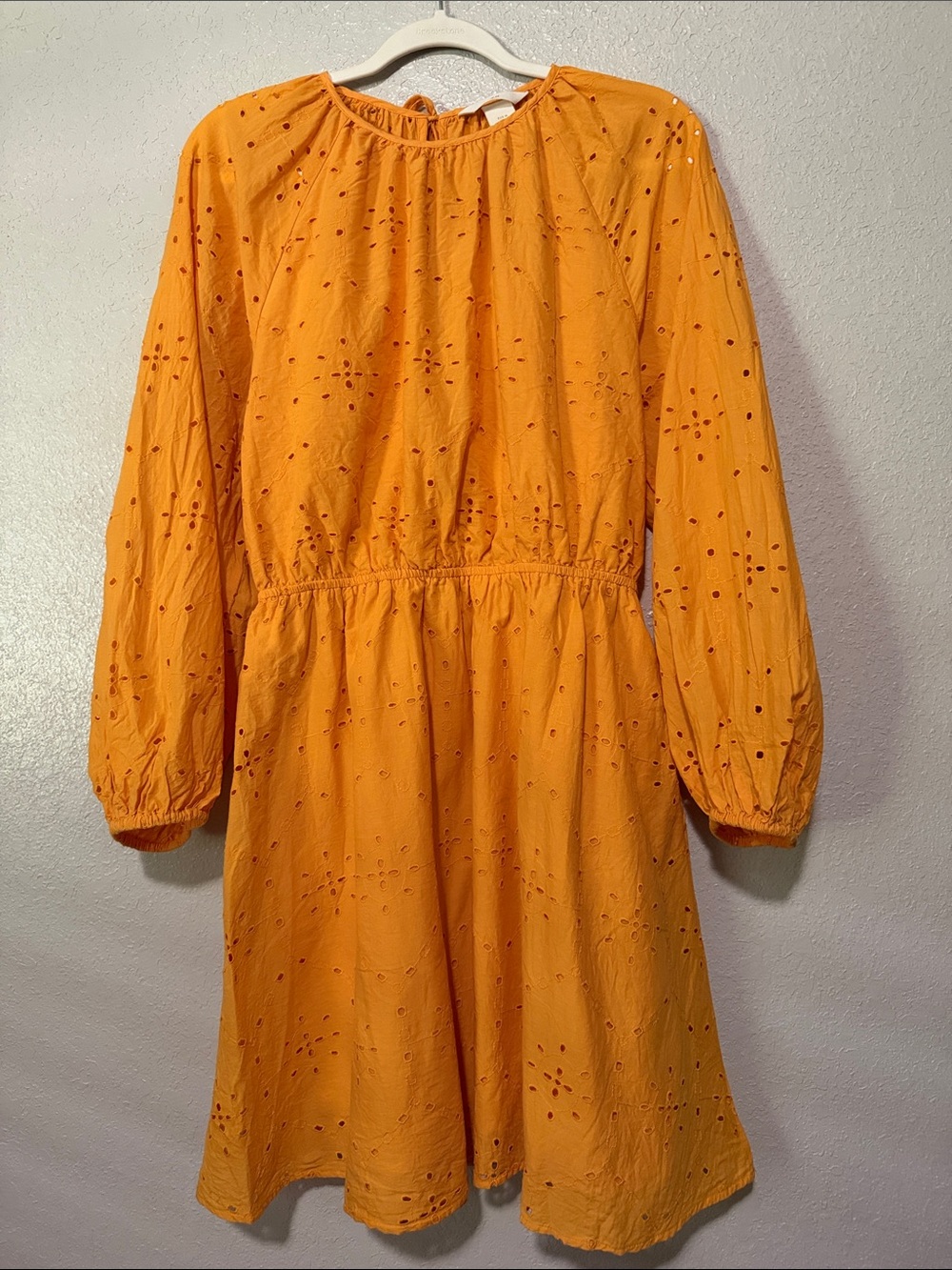 H&M Bright Orange Eyelet Tie-Back Dress